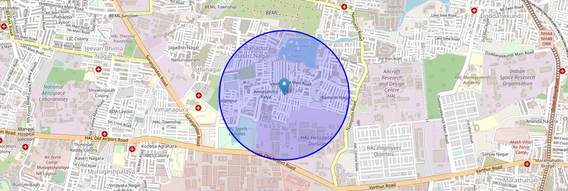 Location Map of Vinayak Nagar, Bangalore