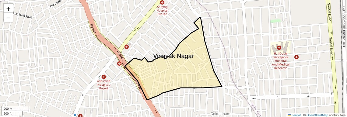 Location Map of Vinayak Nagar, Rajkot