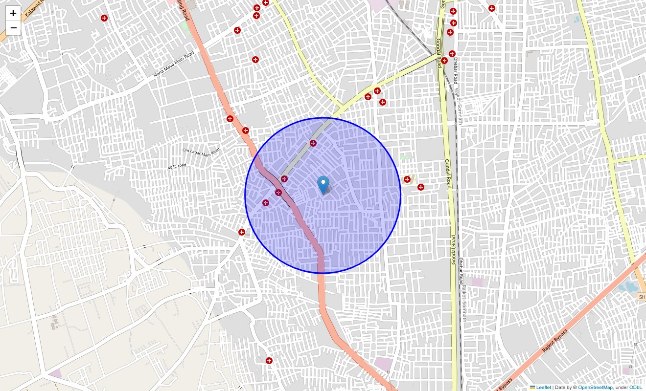 Location Map of Vinayak Nagar, Rajkot