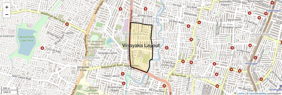 Location Map of Vinayaka Layout, Bangalore