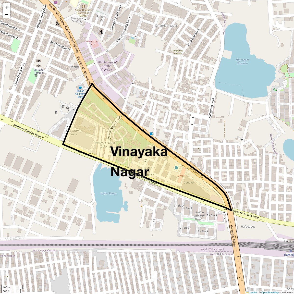 Location Map of Vinayaka Nagar, Hyderabad
