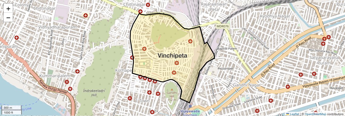 Location Map of Vinchipeta, Vijayawada