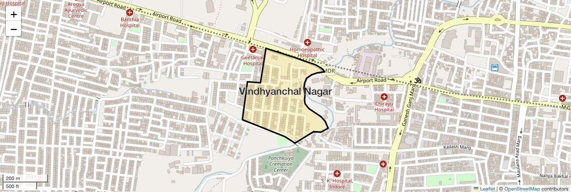 Location Map of Vindhyanchal Nagar, Indore