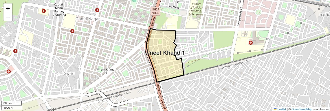 Location Map of Vineet Khand 1, Lucknow