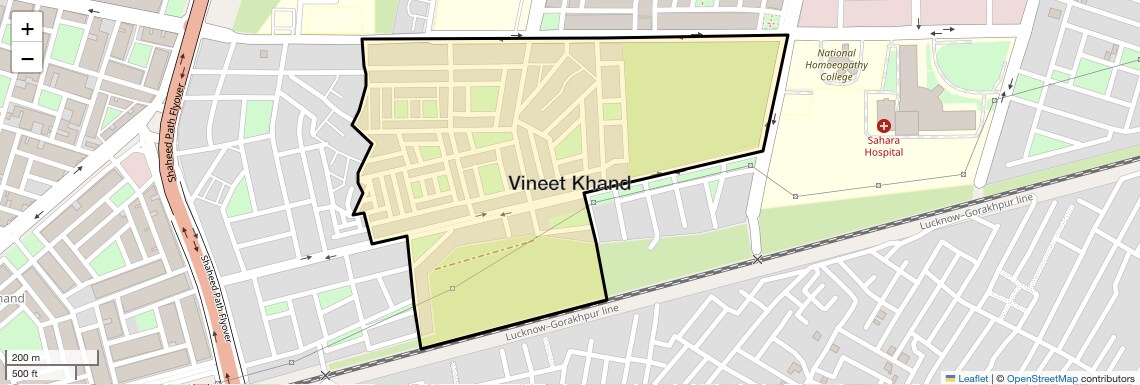 Location Map of Vineet Khand, Lucknow