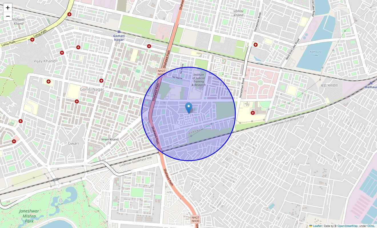 Location Map of Vineet Khand, Lucknow