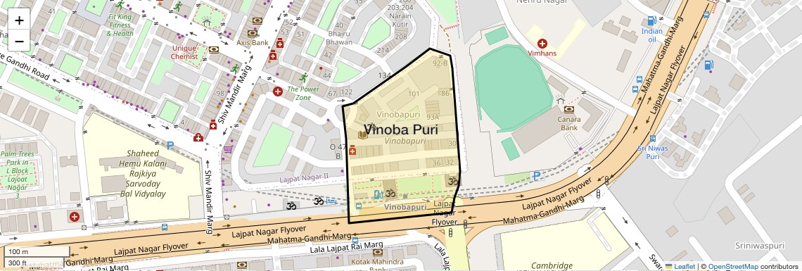 Location Map of Vinoba Puri, Delhi