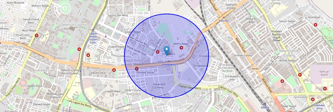 Location Map of Vinoba Puri, Delhi