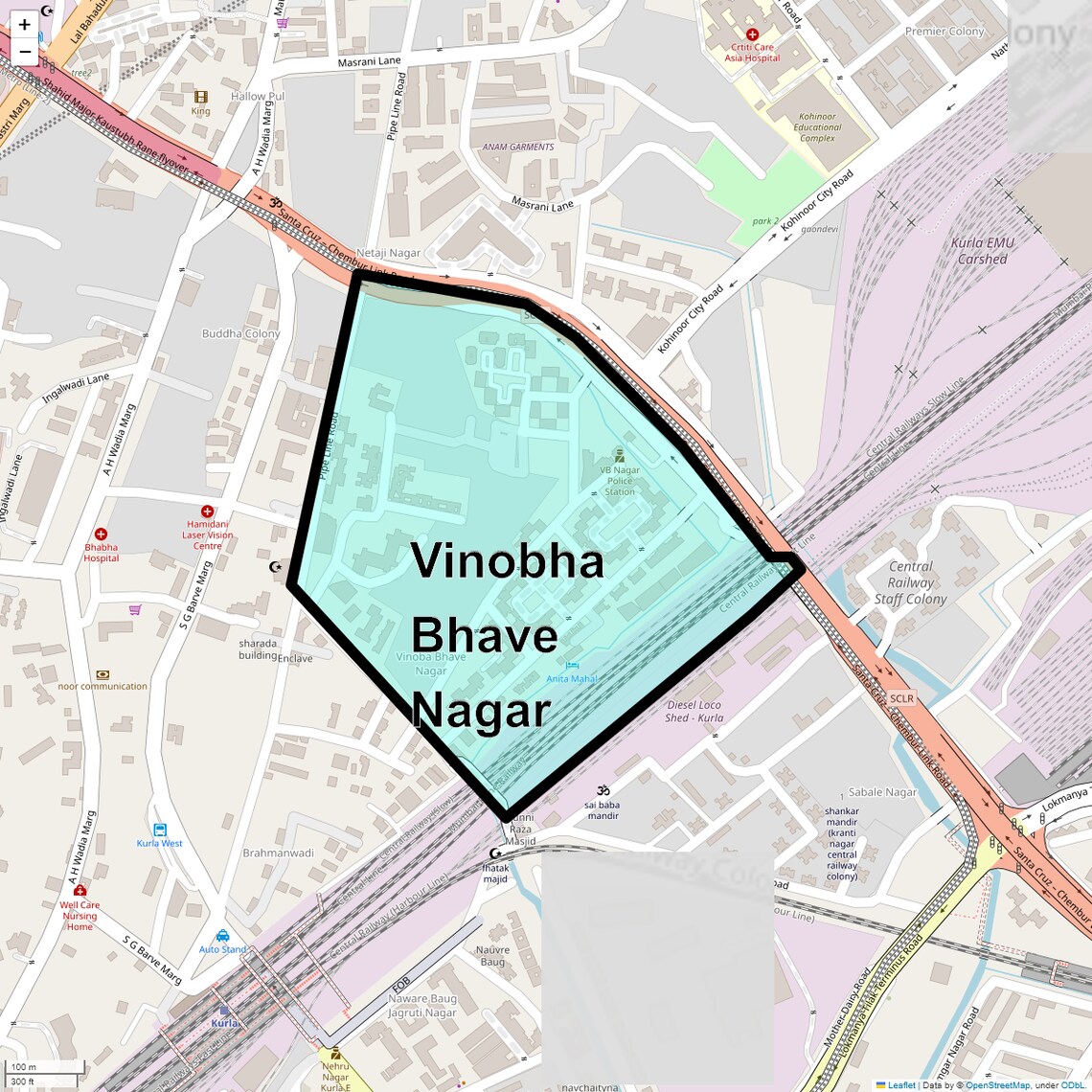Location Map of Vinobha Bhave Nagar, Mumbai