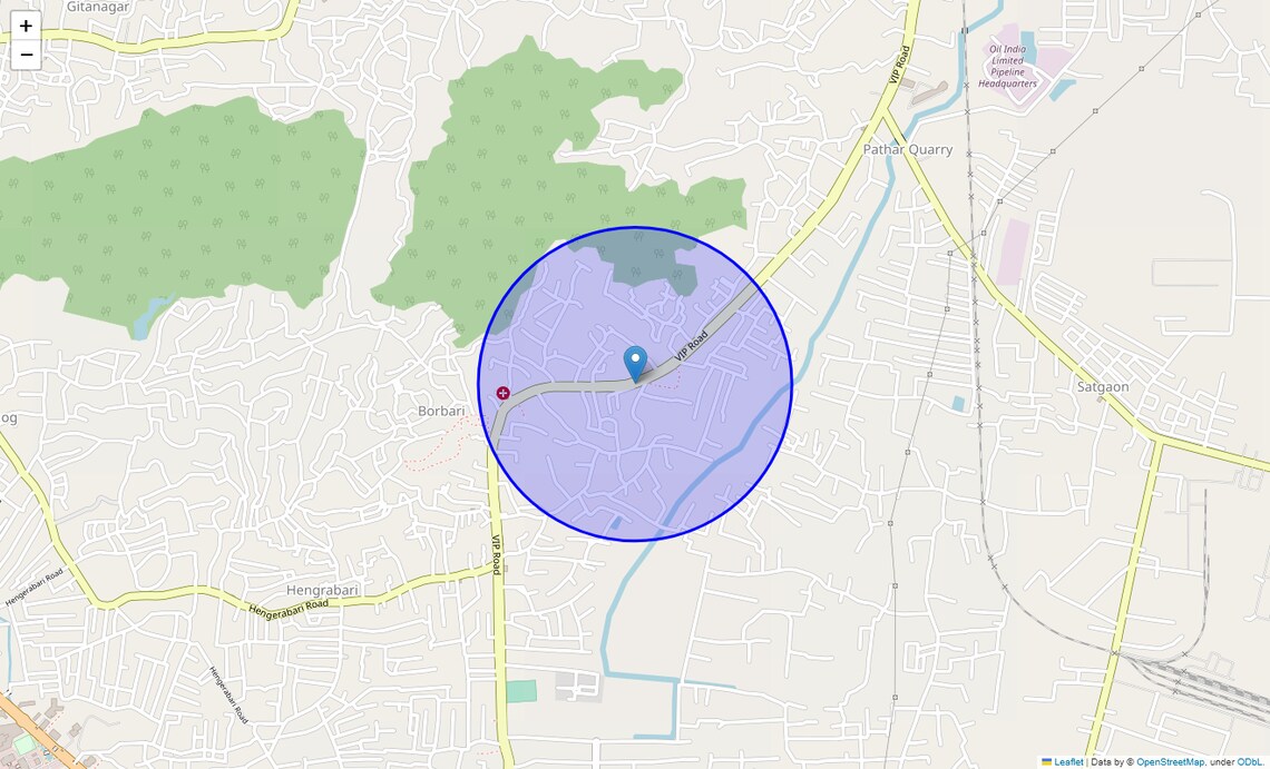 Location Map of VIP Road, Guwahati