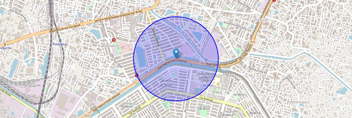 Location Map of VIP Road, Kolkata