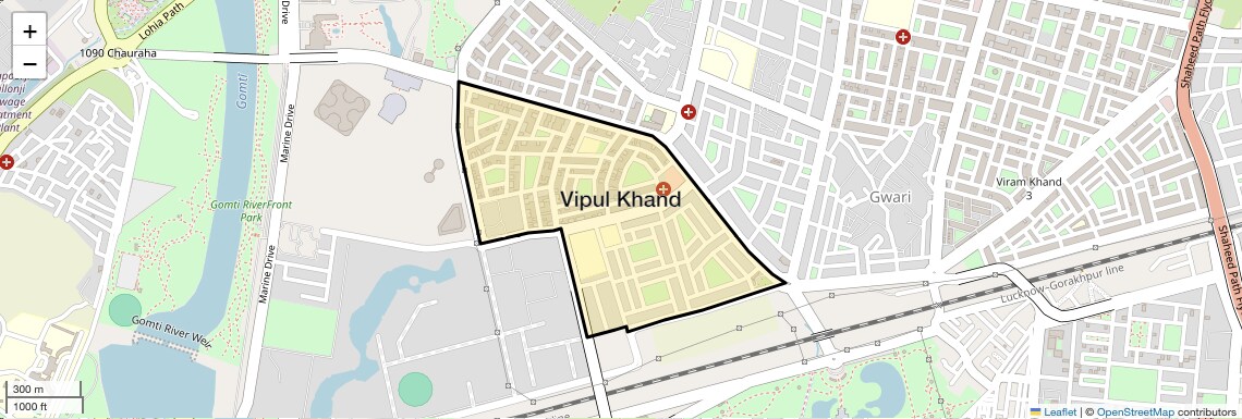 Location Map of Vipul Khand, Lucknow