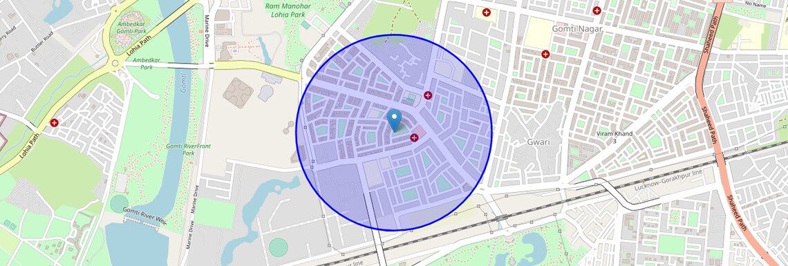 Location Map of Vipul Khand, Lucknow