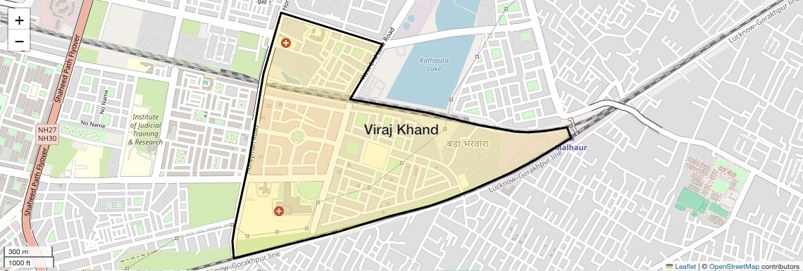 Location Map of Viraj Khand, Lucknow