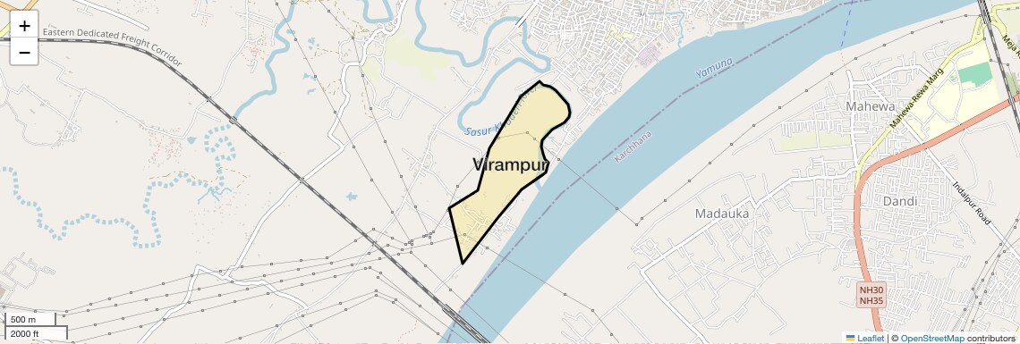 Location Map of Virampur, Allahabad