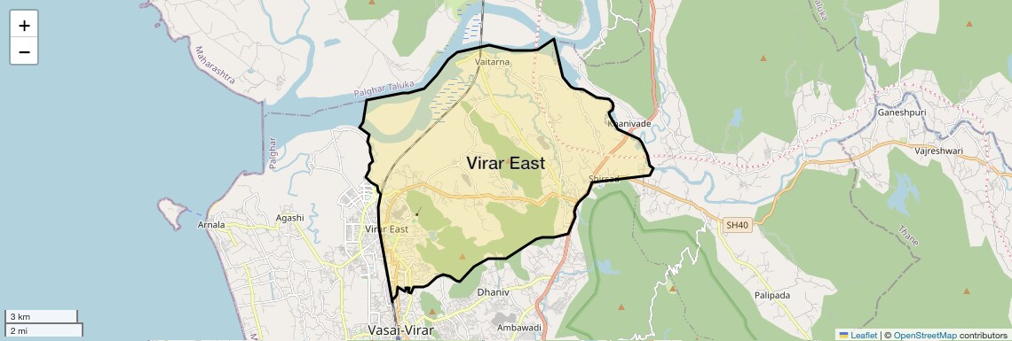 Location Map of Virar East, Palghar