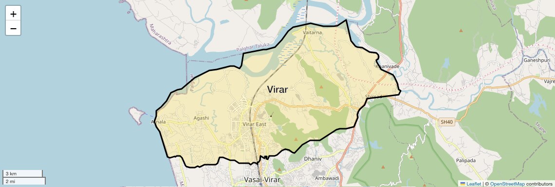 Location Map of Virar, Palghar