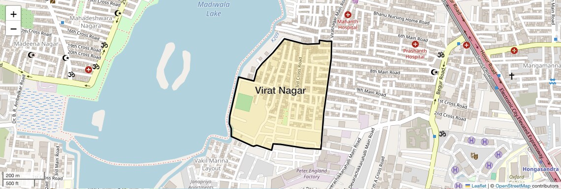 Location Map of Virat Nagar, Bangalore