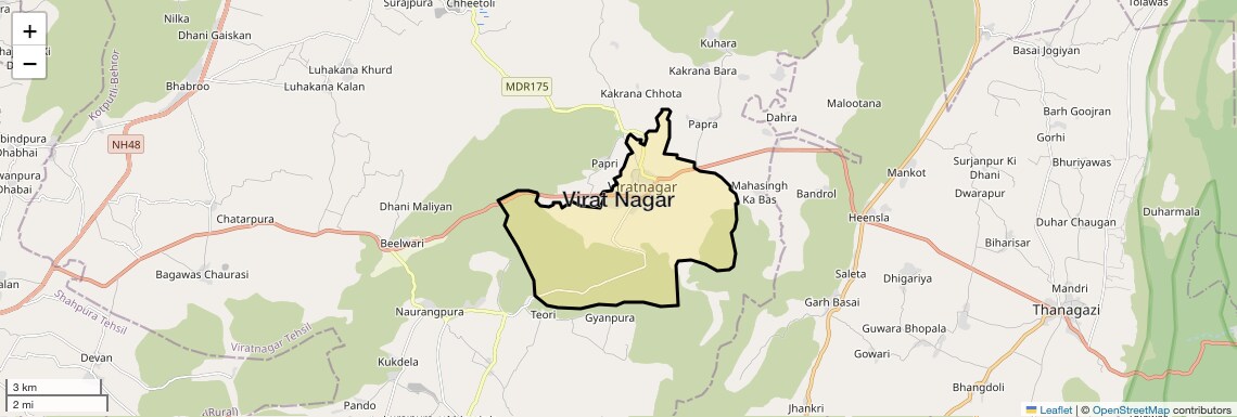 Location Map of Virat Nagar, Jaipur