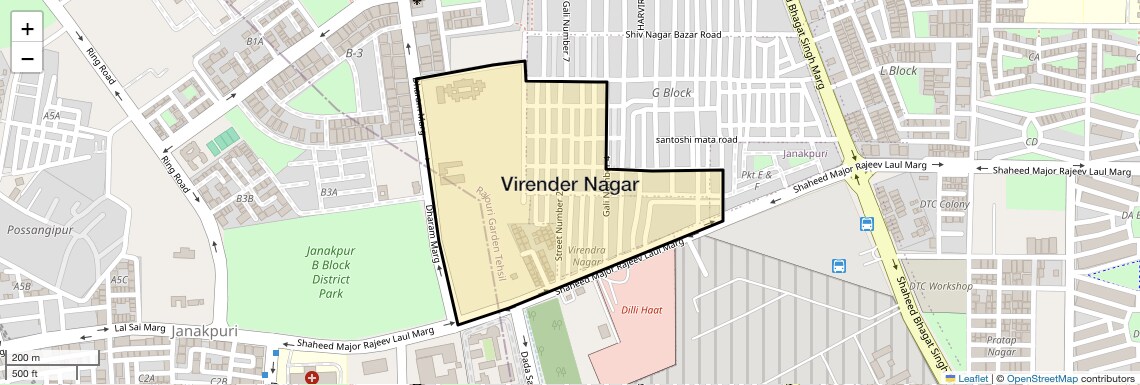 Location Map of Virender Nagar, Delhi
