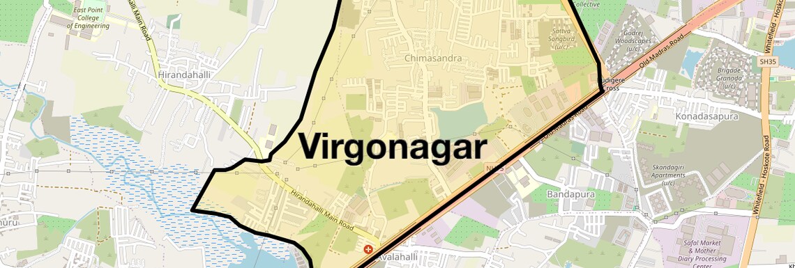 Location Map of Virgonagar, Bangalore