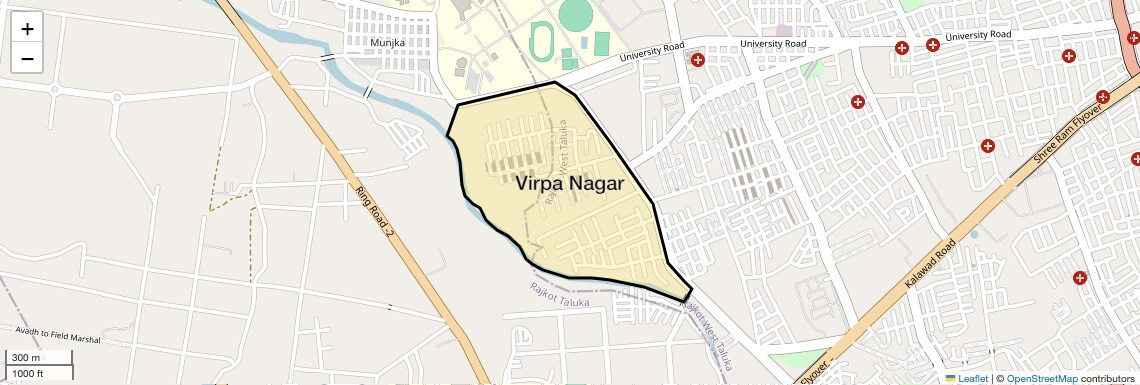 Location Map of Virpa Nagar, Rajkot