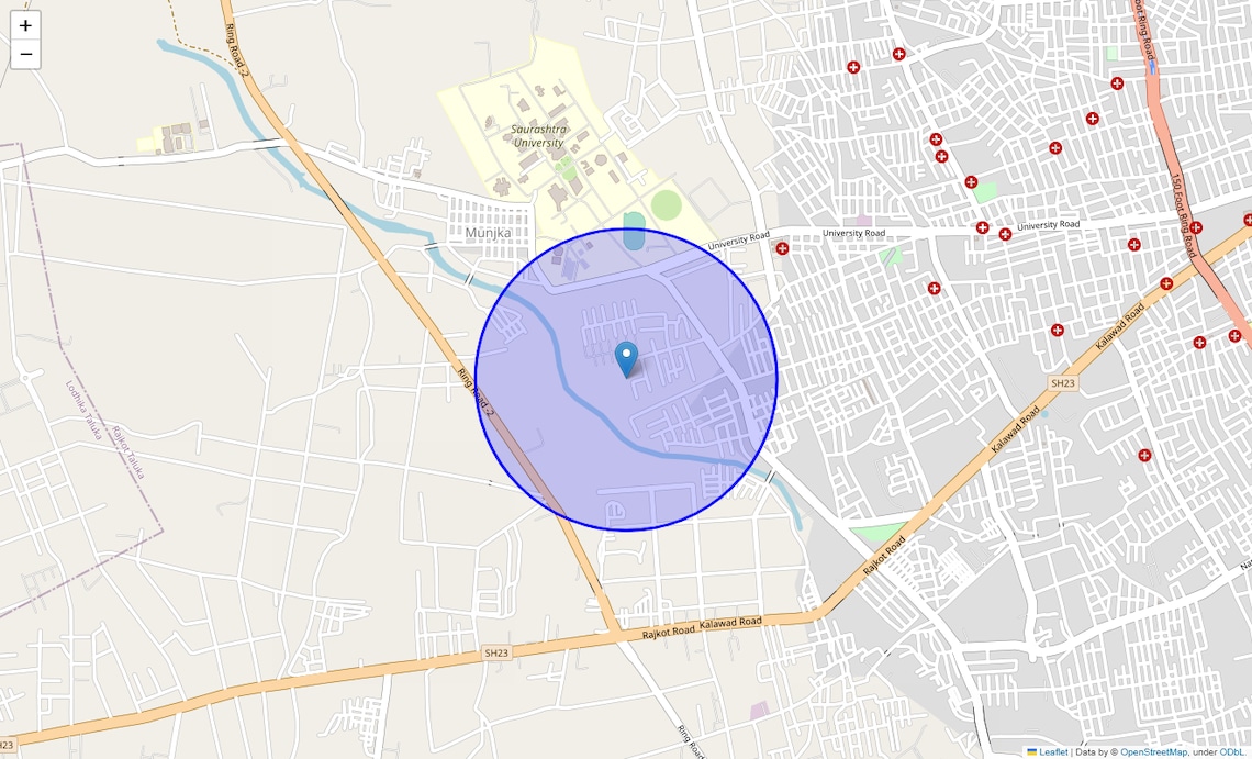 Location Map of Virpa Nagar, Rajkot
