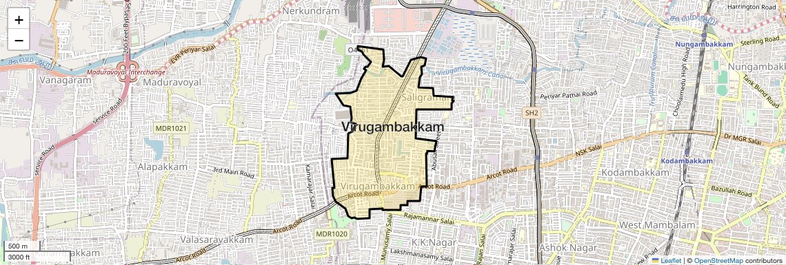 Virugambakkam Map