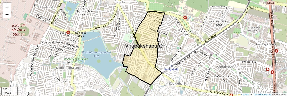 Location Map of Virupakshapura, Bangalore