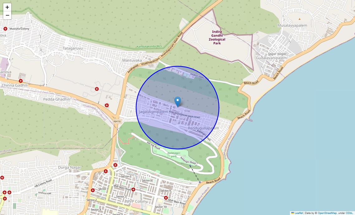 Location Map of Visalakshi Nagar, Vizag