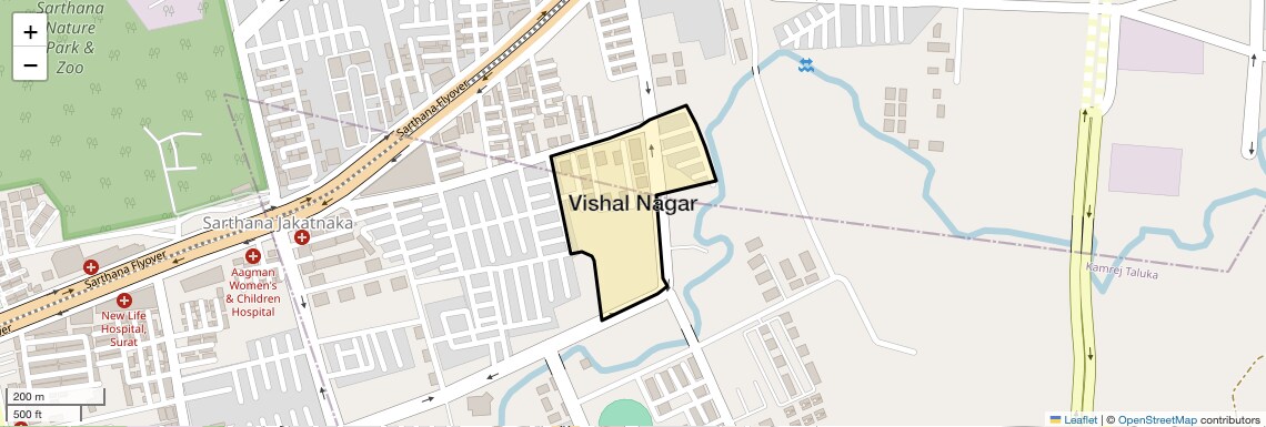Location Map of Vishal Nagar, Surat