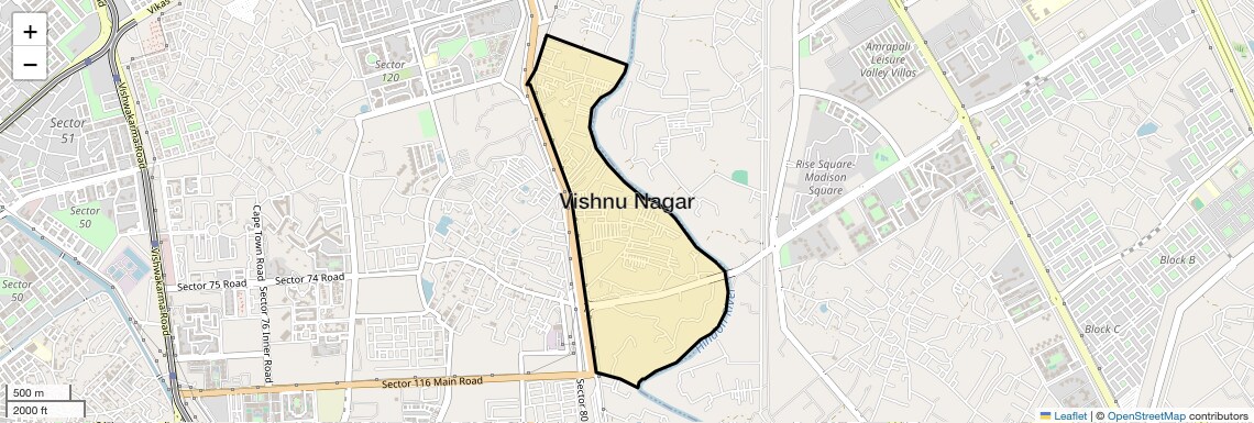 Location Map of Vishnu Nagar, Noida