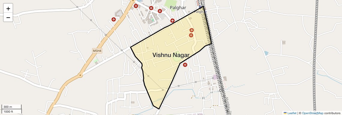 Location Map of Vishnu Nagar, Palghar