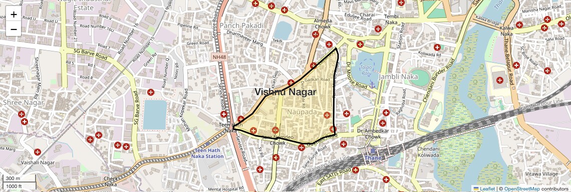 Location Map of Vishnu Nagar, Thane