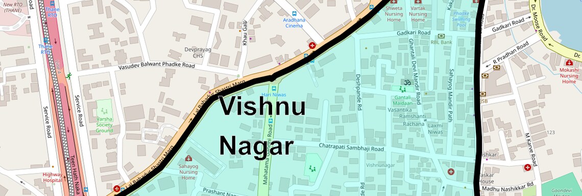 Location Map of Vishnu Nagar, Thane