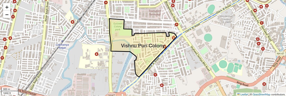 Location Map of Vishnu Puri Colony, Indore