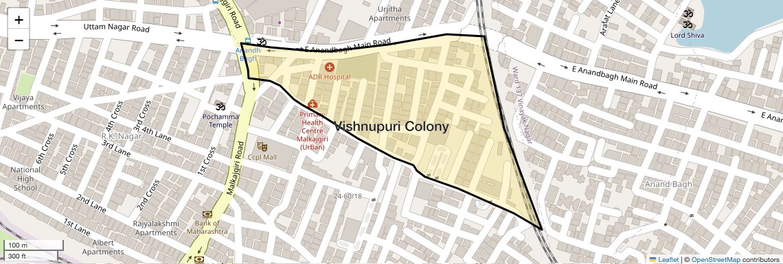 Location Map of Vishnupuri Colony, Hyderabad