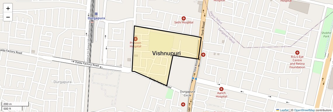 Location Map of Vishnupuri, Jaipur
