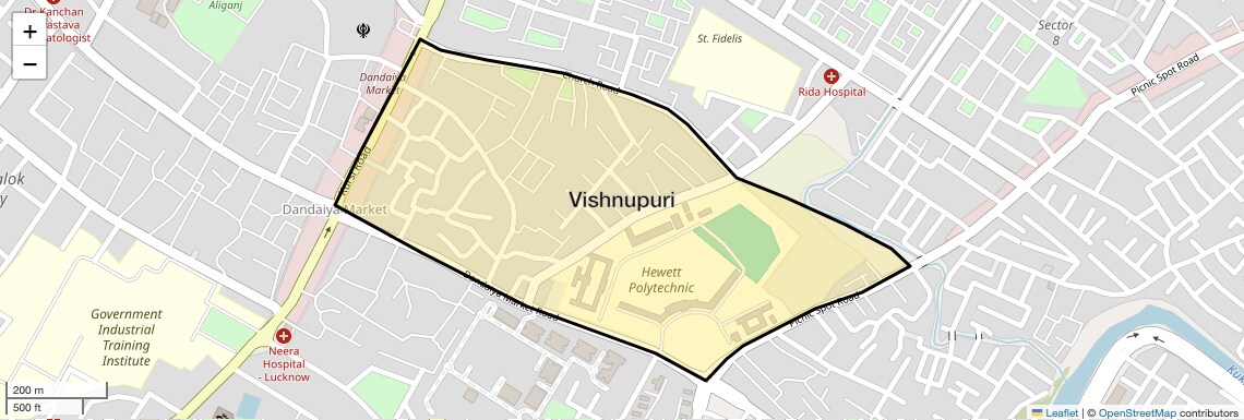 Location Map of Vishnupuri, Lucknow