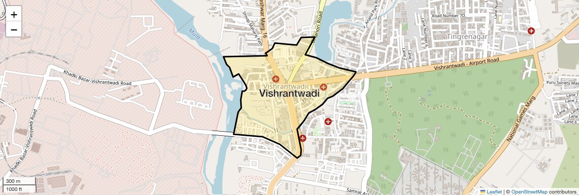 Location Map of Vishrantwadi, Pune