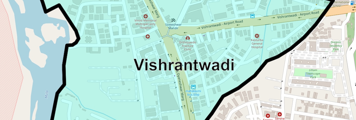 Location Map of Vishrantwadi, Pune