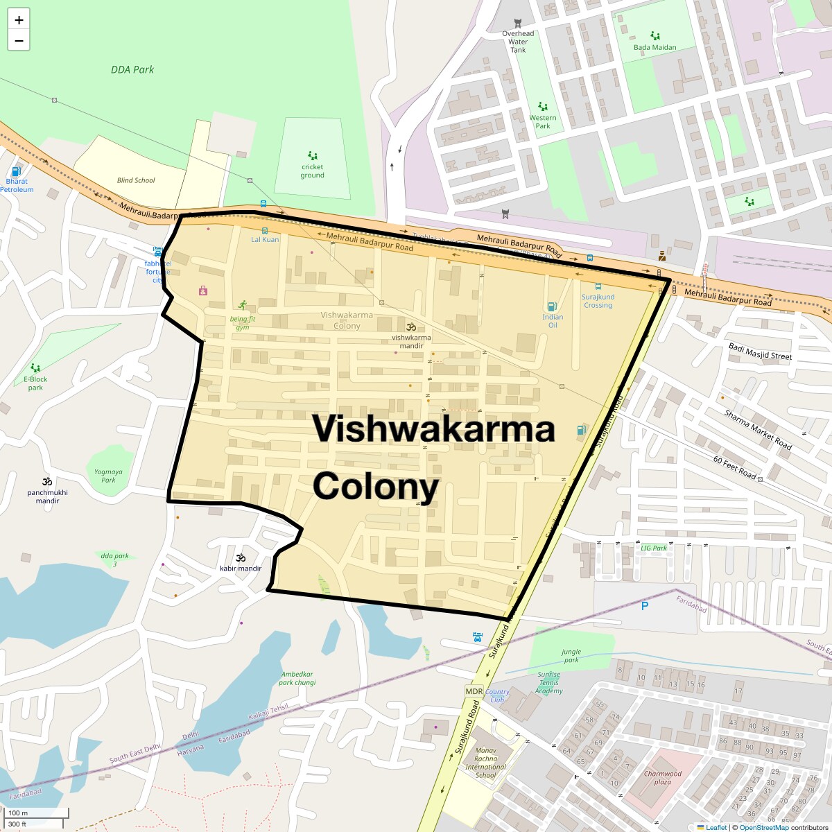 Location Map of Vishwakarma Colony, Delhi