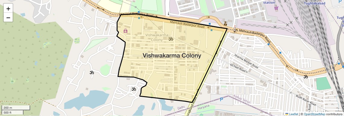 Location Map of Vishwakarma Colony, Delhi