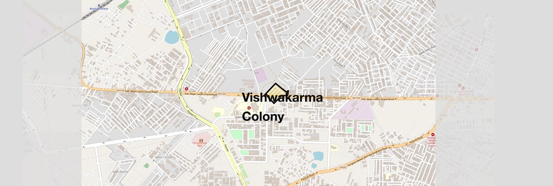 Location Map of Vishwakarma Colony, Gurgaon