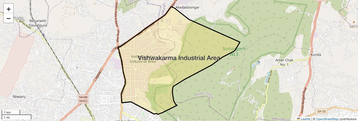 Location Map of Vishwakarma Industrial Area, Jaipur