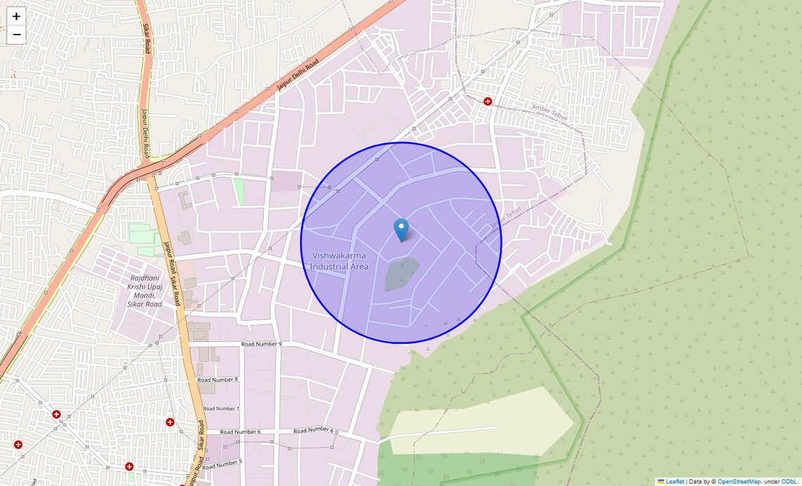 Location Map of Vishwakarma Industrial Area, Jaipur