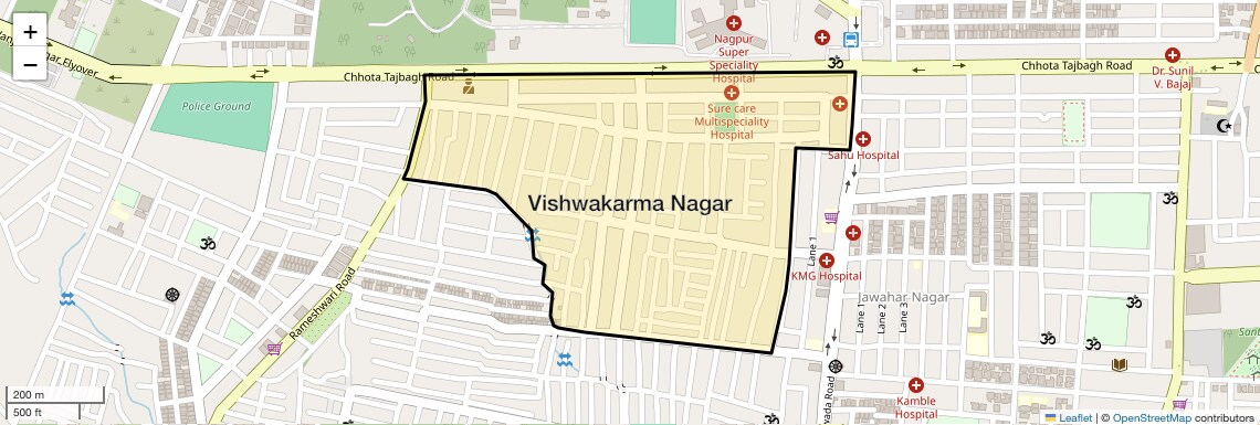 Location Map of Vishwakarma Nagar, Nagpur