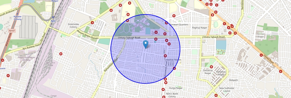 Location Map of Vishwakarma Nagar, Nagpur