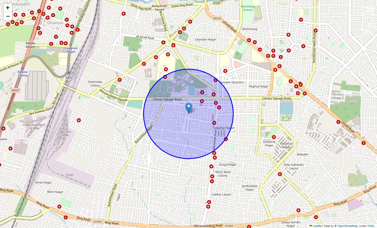 Location Map of Vishwakarma Nagar, Nagpur