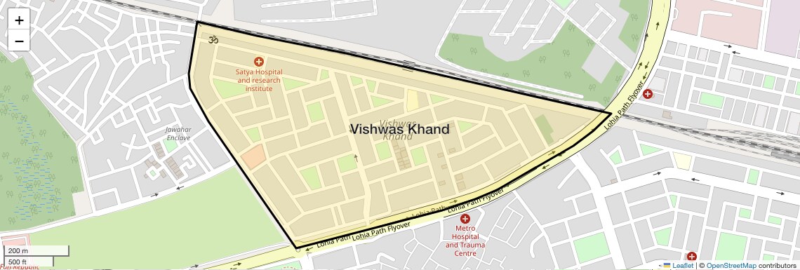 Location Map of Vishwas Khand, Lucknow